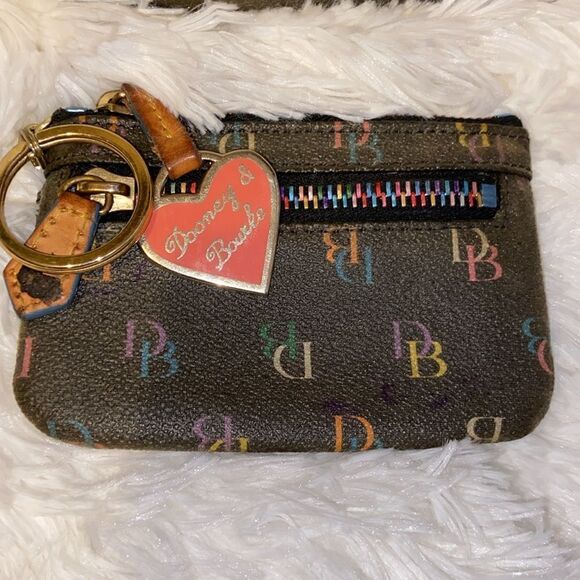 2 Pc VINTAGE DOONEY & BOURKE MONOGRAMMED SHOULDER BAG. Rainbow Zipper Coin Key - Picture 11 of 13